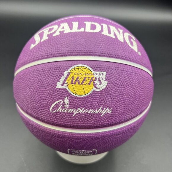 Vtg Spalding/LA LAKERS NBA Souvenir/Kid Toy Mini 7" Basketball; Purple/Yellow - Picture 2 of 11
